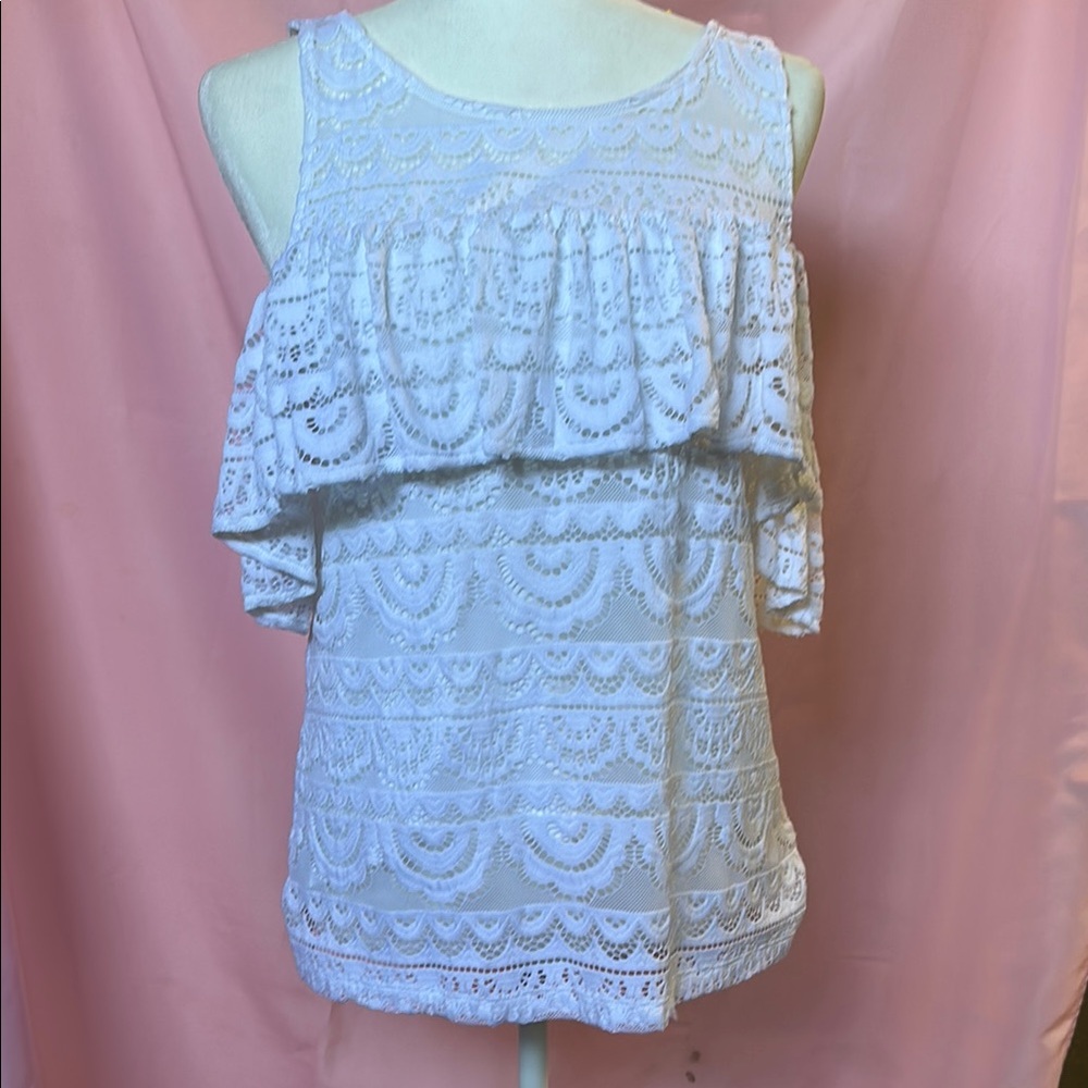 Lilly Pulitzer White Ruffled Tank Top